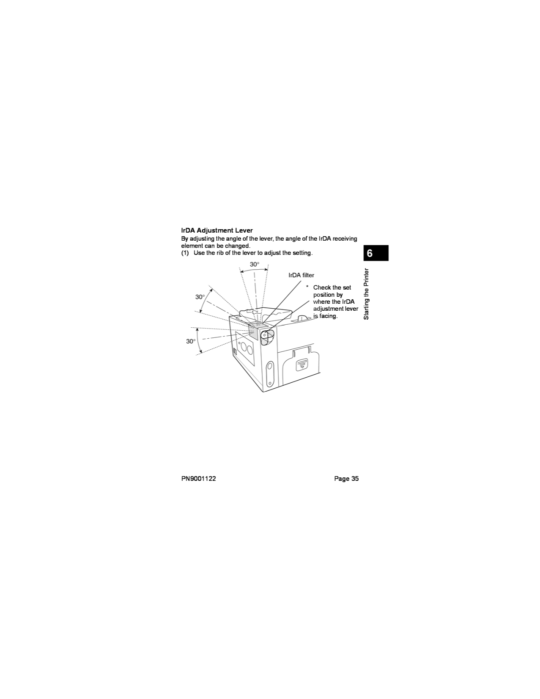 SATO MB200 manual IrDA Adjustment Lever, PN9001122 