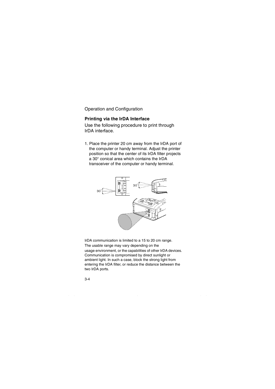 SATO MB200/201i manual Printing via the IrDA Interface, Use the following procedure to print through IrDA interface 