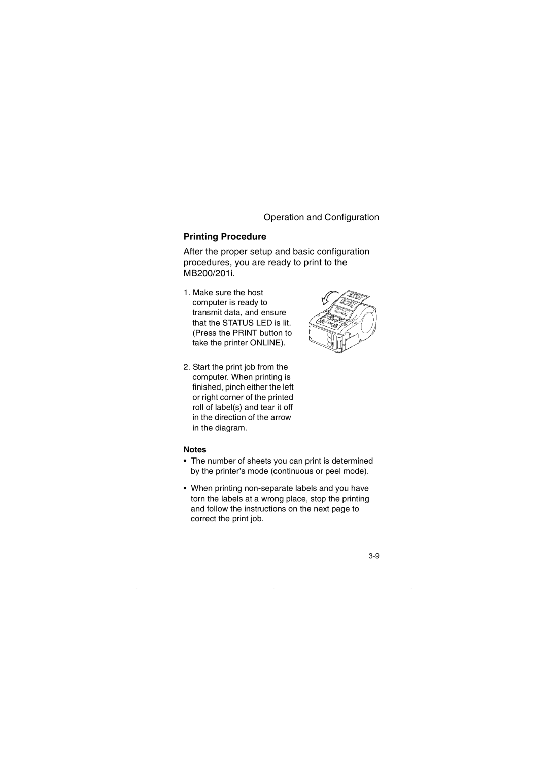 SATO MB200/201i manual Printing Procedure 