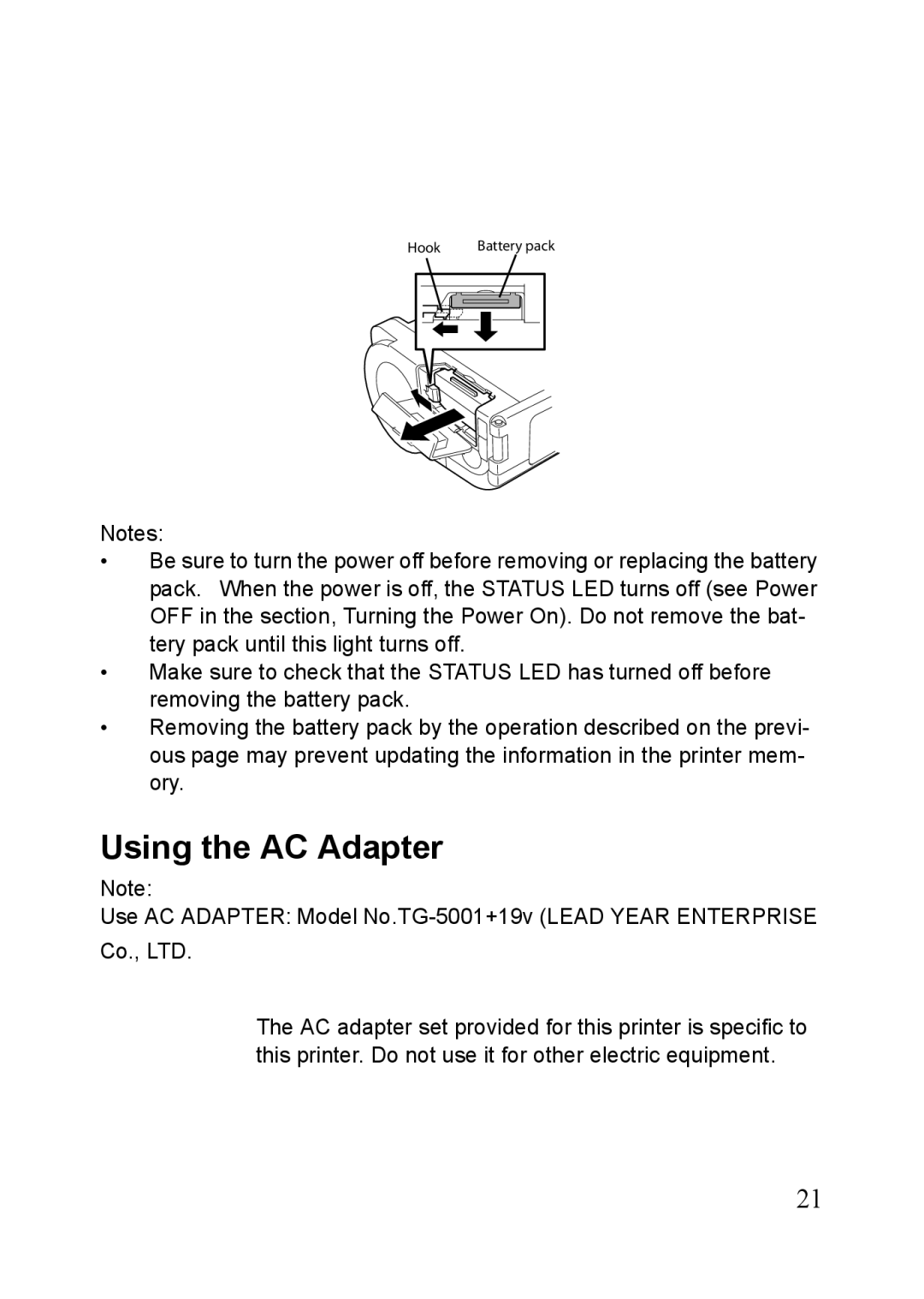 SATO MB400i, MB410i manual Using the AC Adapter 