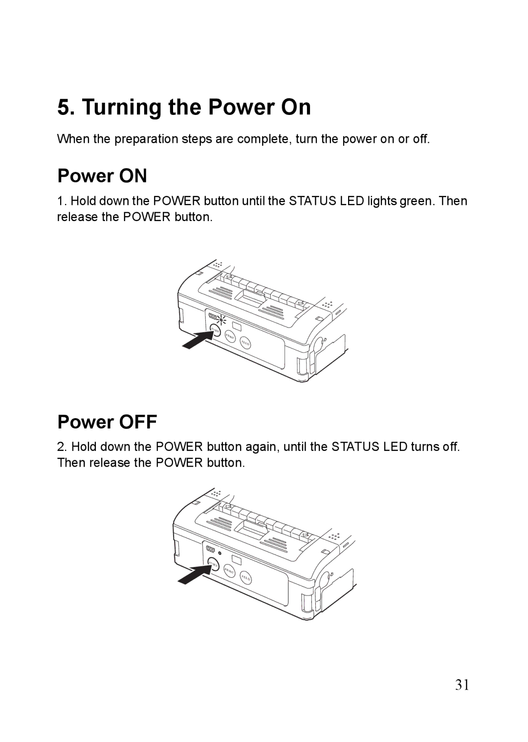 SATO MB400i, MB410i manual Turning the Power On, Power on, Power OFF 