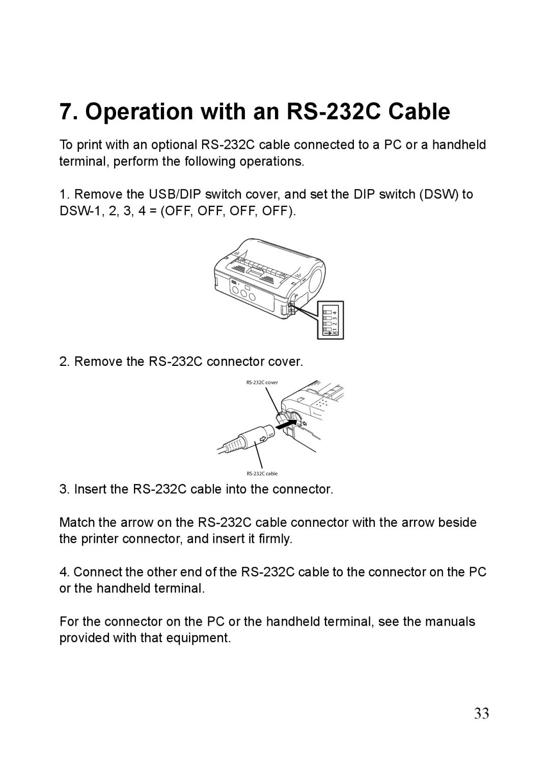 SATO MB400i, MB410i manual Operation with an RS-232C Cable 