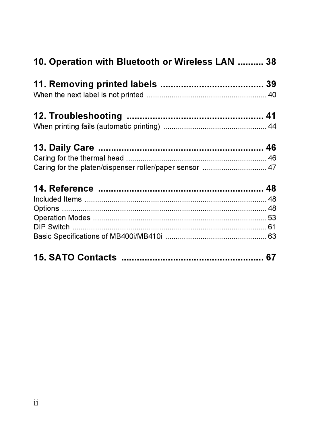 SATO MB410i, MB400i manual Operation with Bluetooth or Wireless LAN 