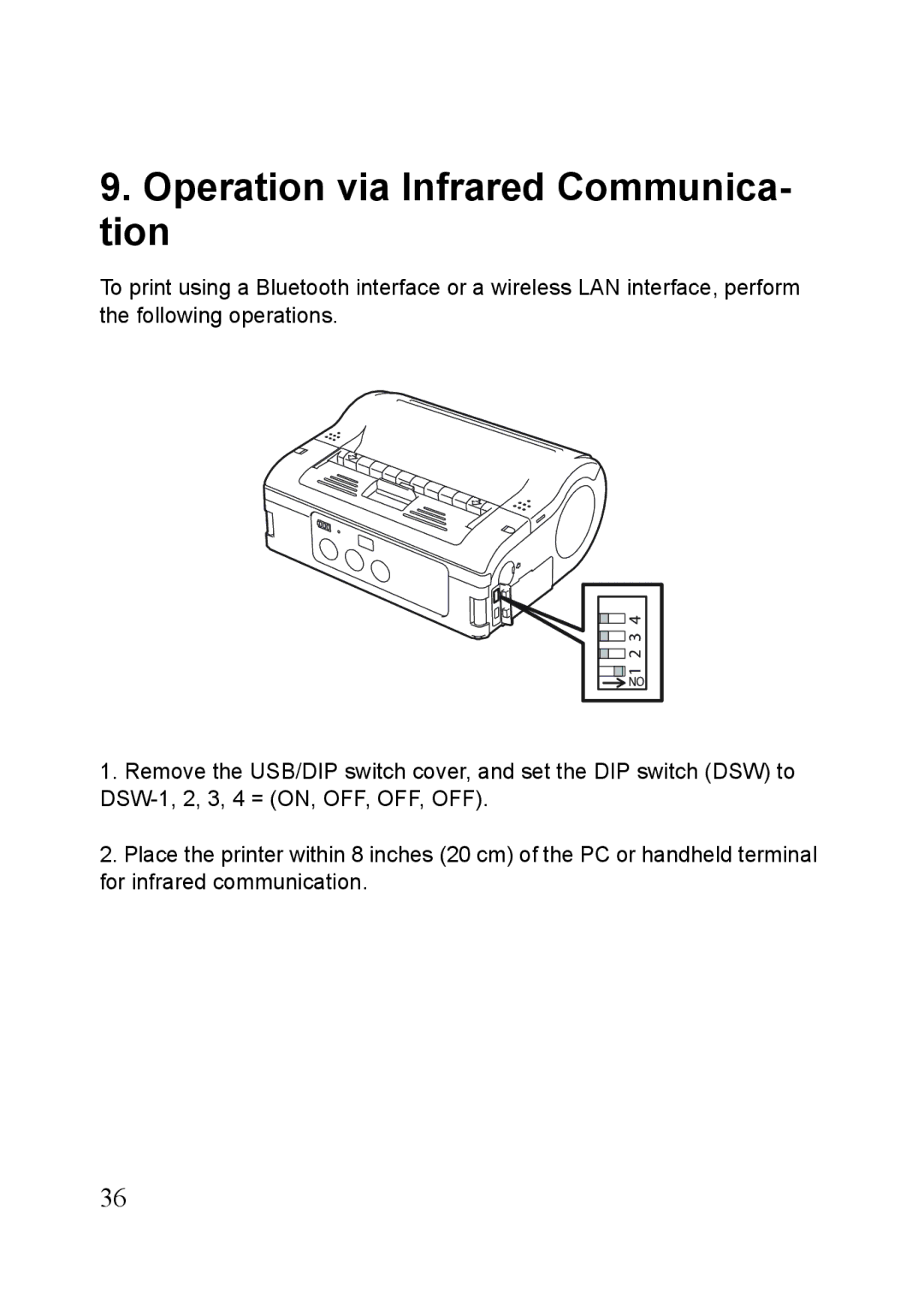 SATO MB410i, MB400i manual Operation via Infrared Communica- tion 