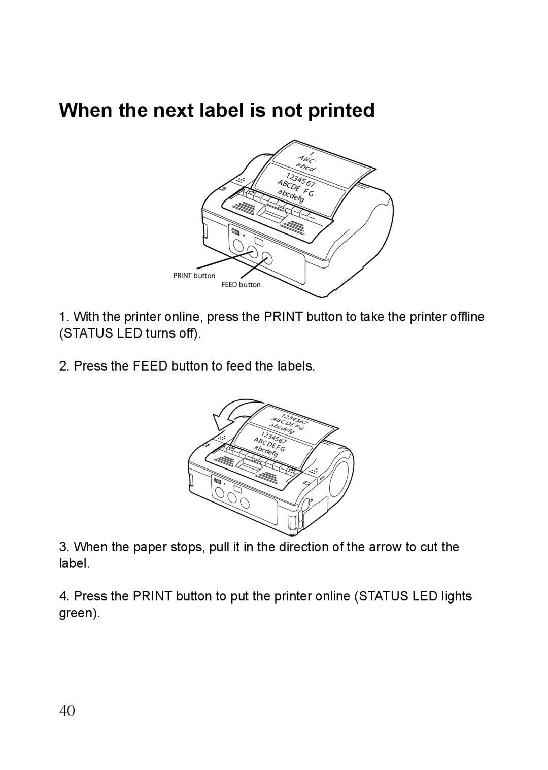 SATO MB410i, MB400i manual When the next label is not printed 