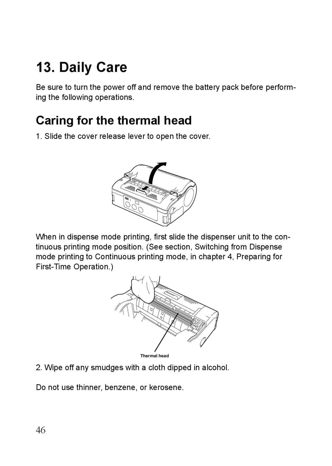 SATO MB410i, MB400i manual Daily Care, Caring for the thermal head 