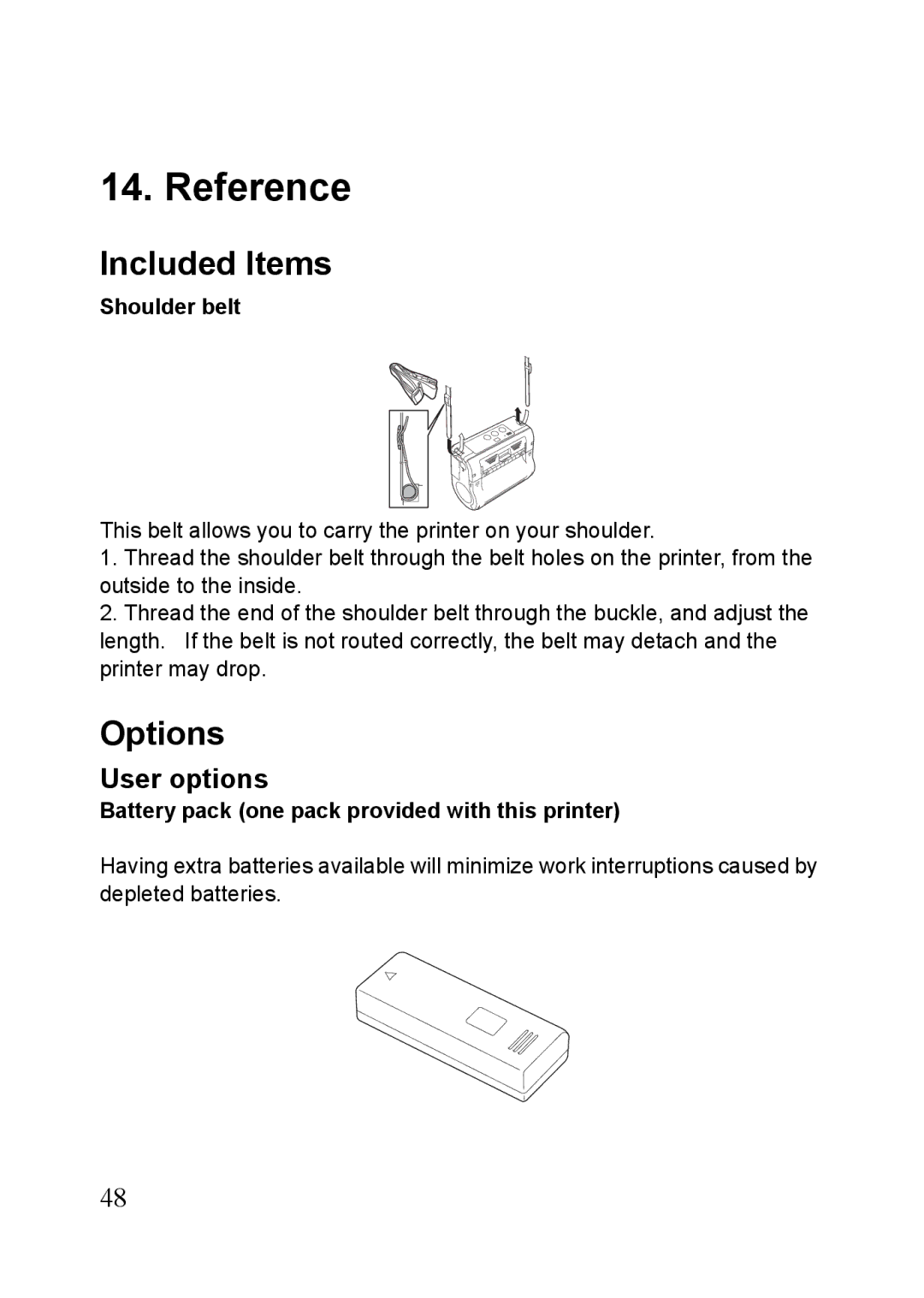 SATO MB410i, MB400i manual Reference, Included Items, Options, User options 