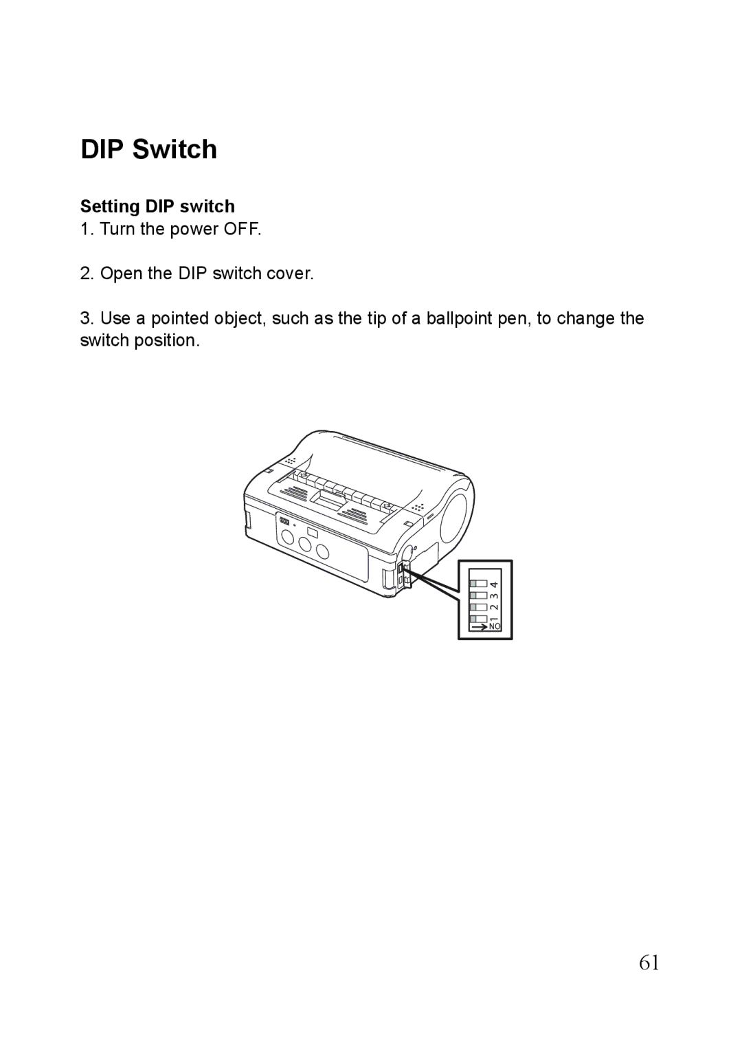 SATO MB400i, MB410i manual DIP Switch, Setting DIP switch 