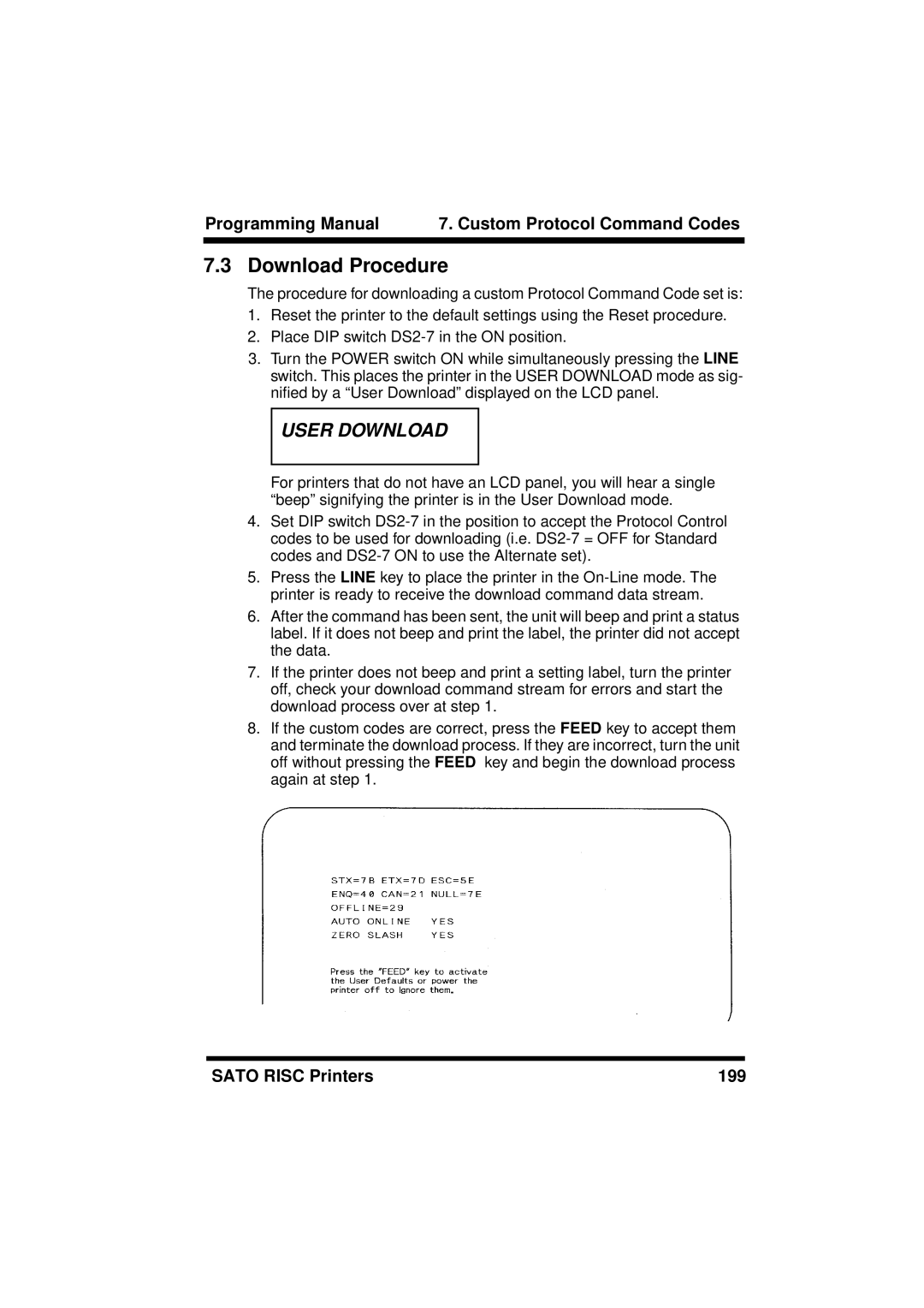 SATO CL608/612, XL400/410, M8460S, M8490S, M-8400RV, M8485S, M8459S, CL408/412 manual Download Procedure, User Download 