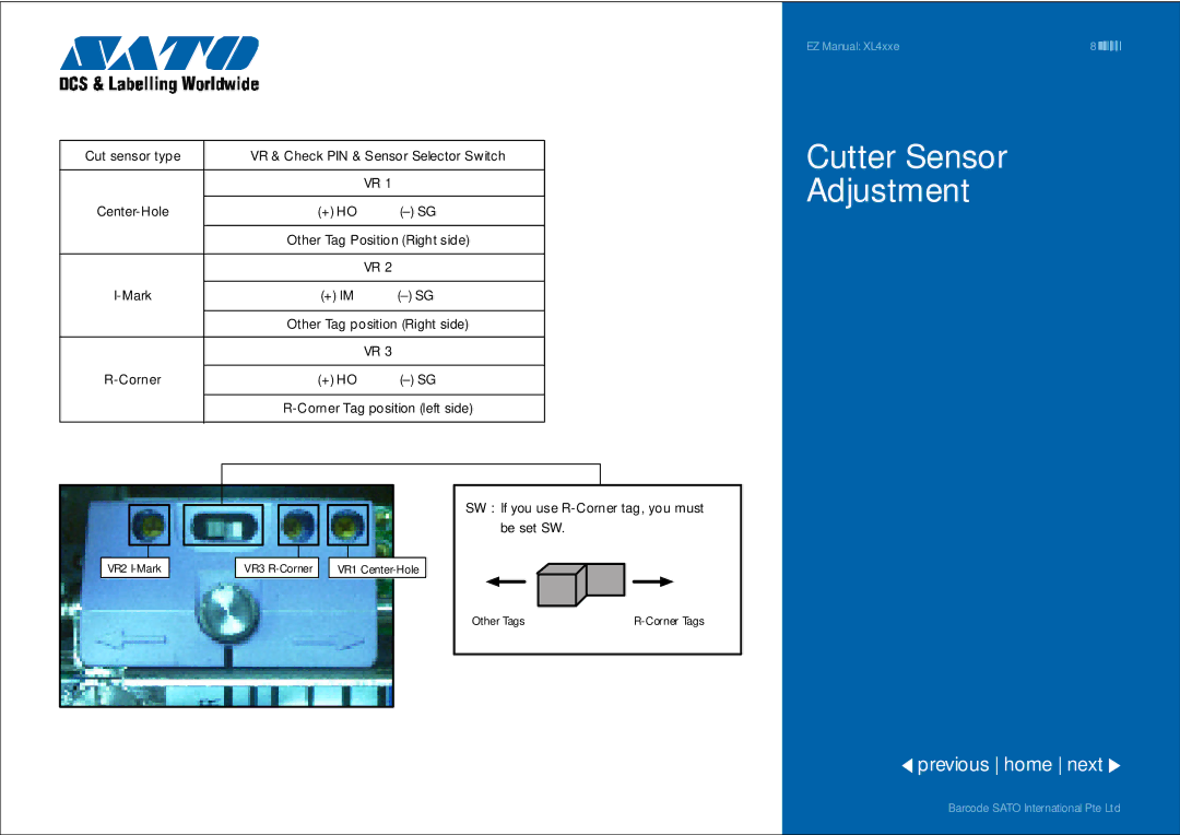 SATO XL4xxe manual Cutter Sensor Adjustment 