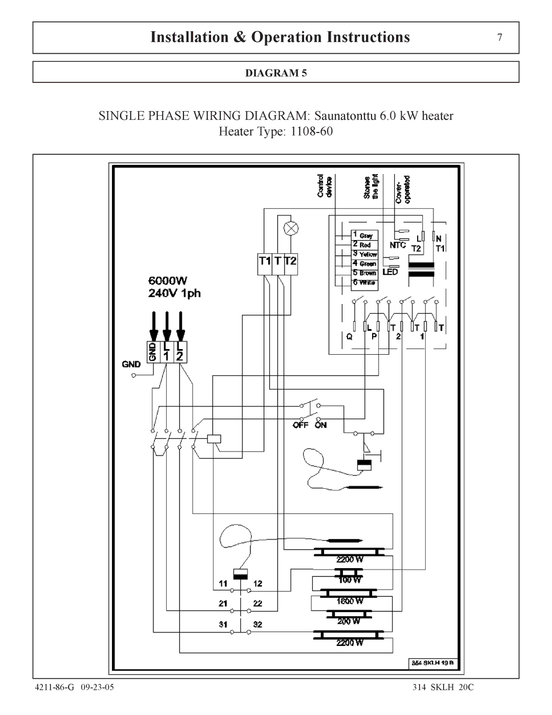 Saunatec 1108-24, 1108-60, 1108-46 manual Installation & Operation Instructions 