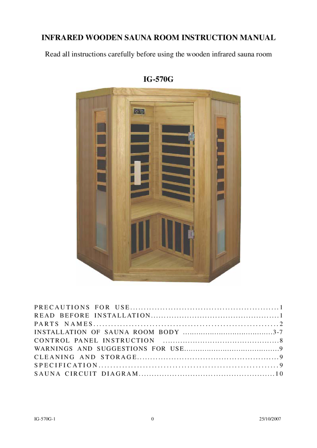 Saunatec IG-570G instruction manual 