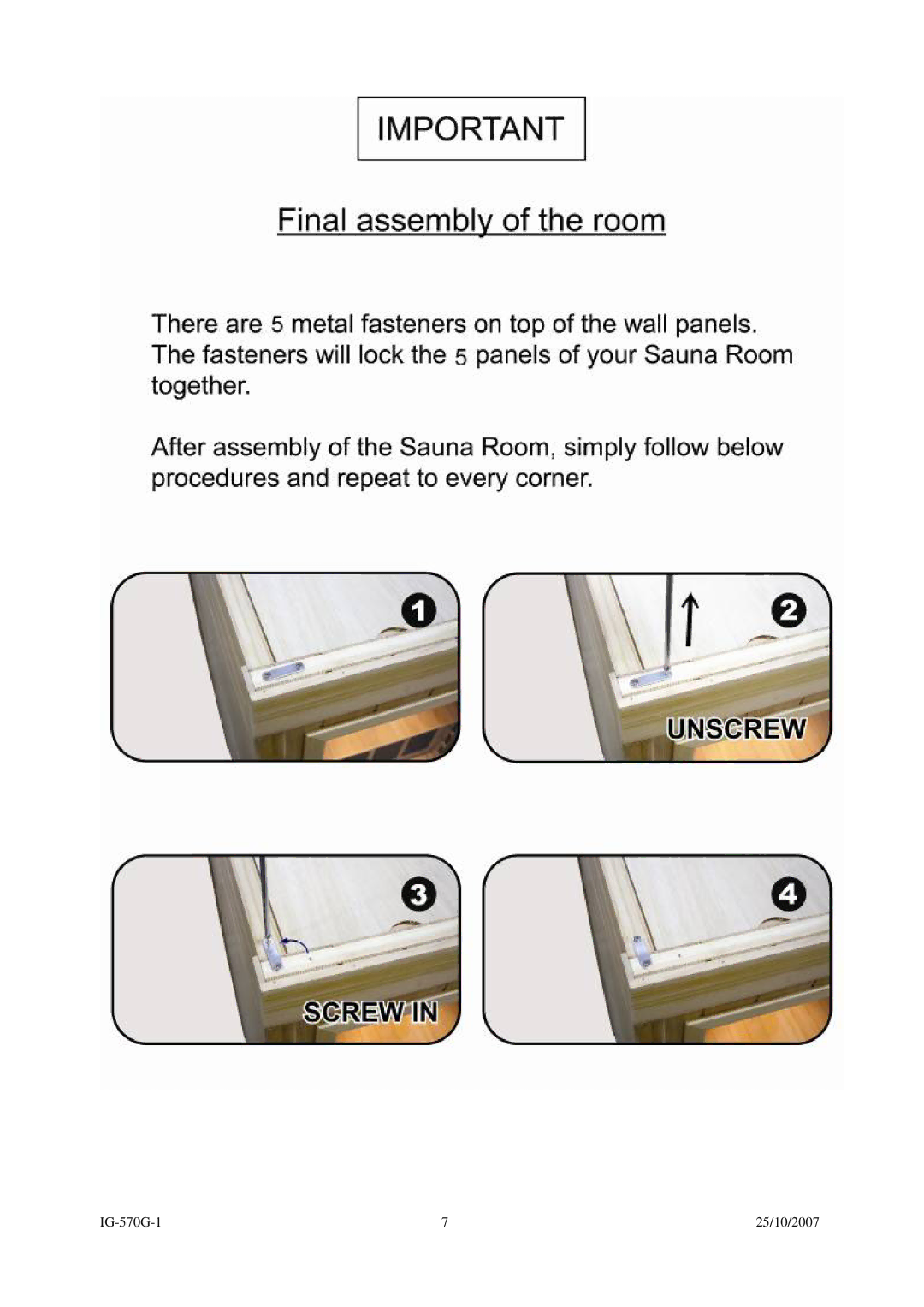 Saunatec instruction manual IG-570G-1 25/10/2007 