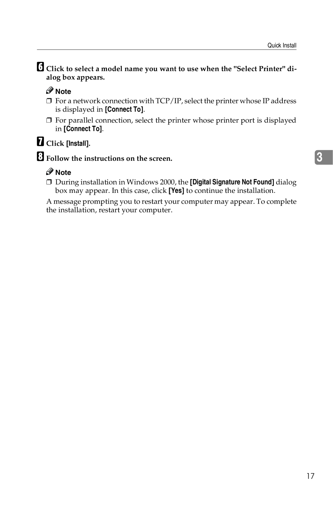 Savin 1013 operating instructions Click Install, Follow the instructions on the screen 