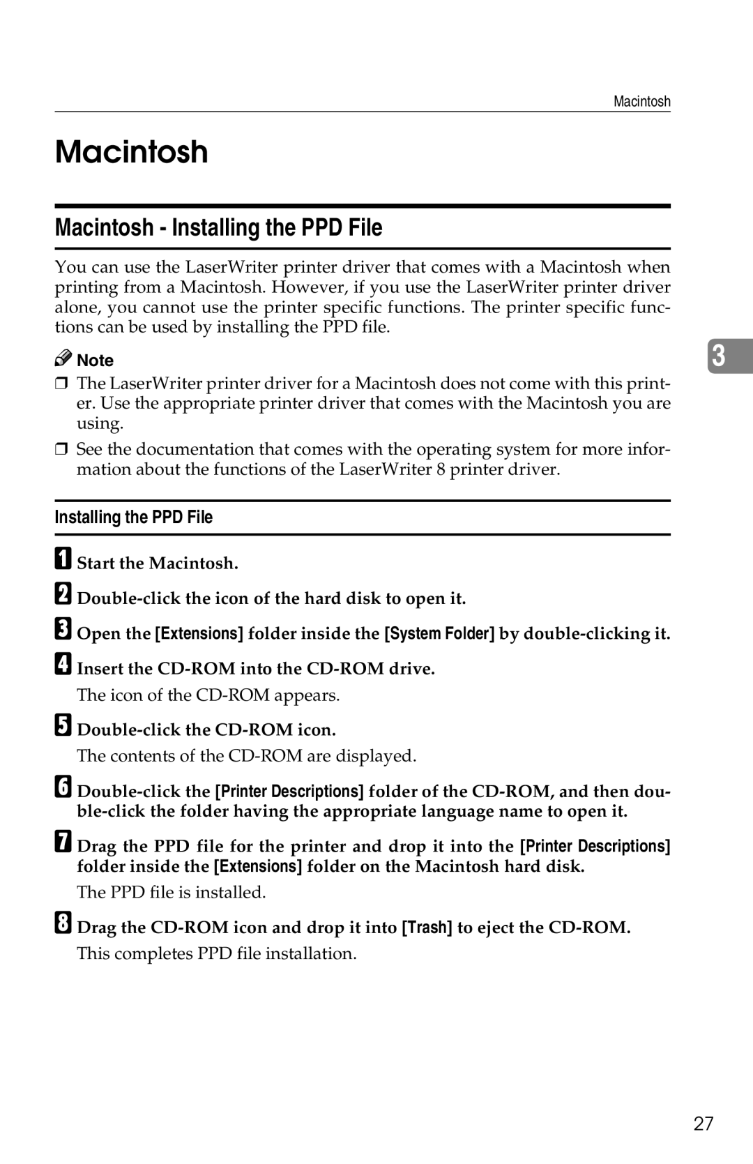 Savin 1013 operating instructions Macintosh 