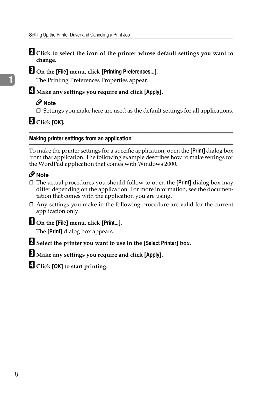 Savin 1013 operating instructions On the File menu, click Printing Preferences 