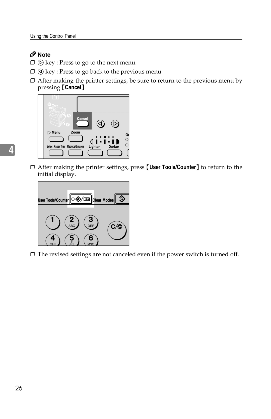 Savin 1013 operating instructions Using the Control Panel 