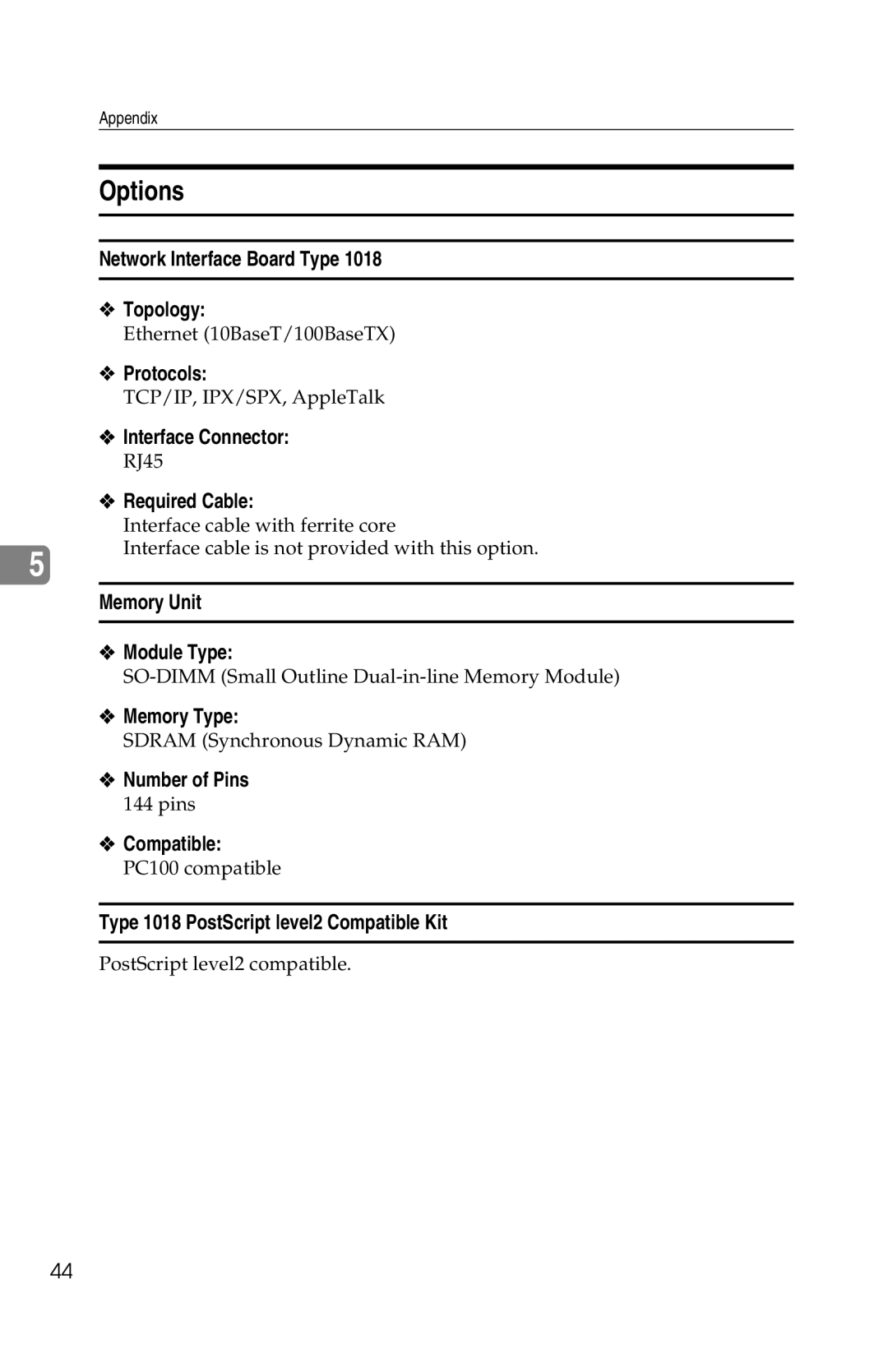 Savin 1013 operating instructions Options 