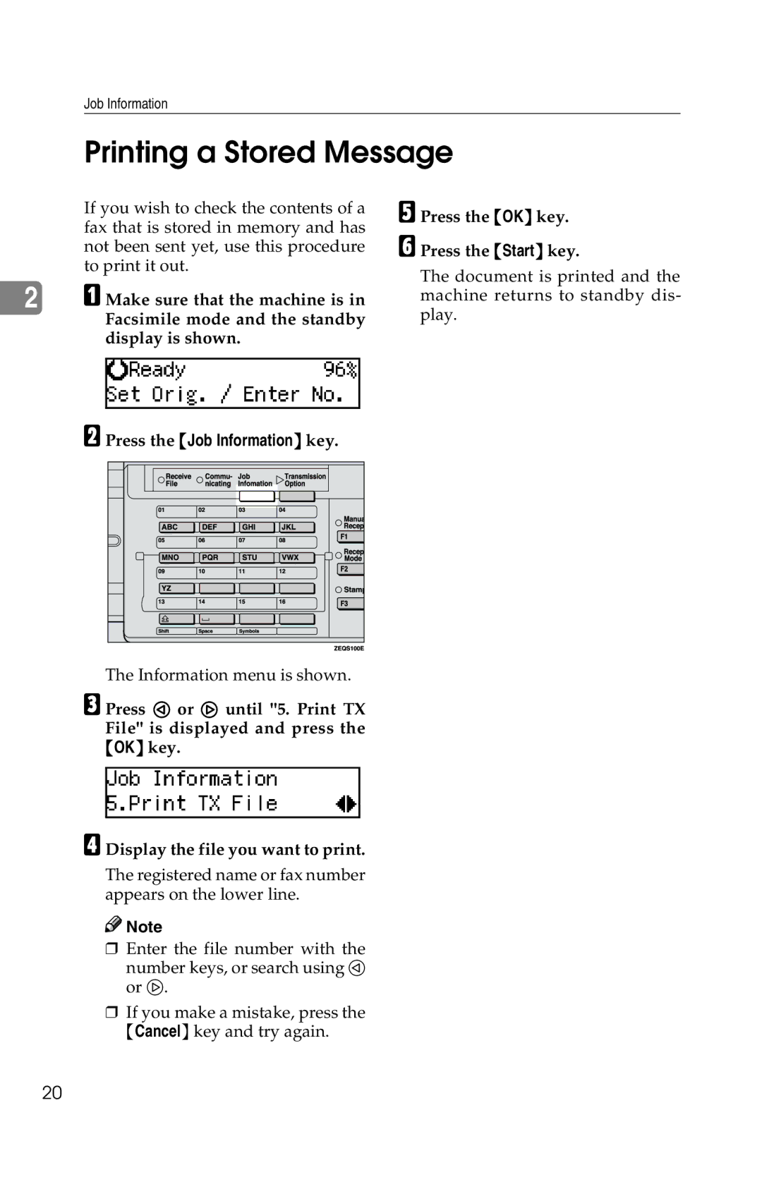 Savin 1018 manual Printing a Stored Message 