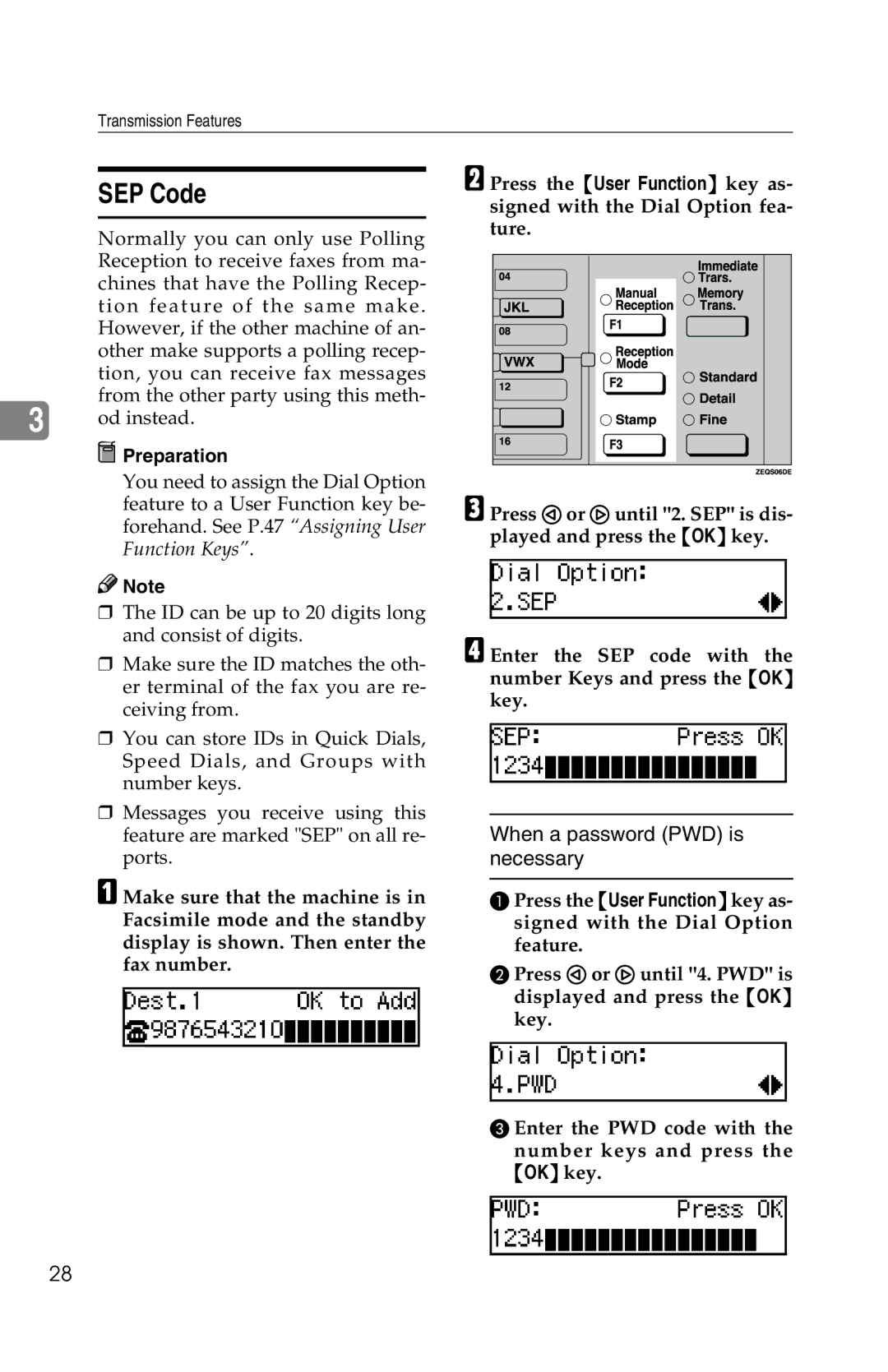 Savin 1018 manual SEP Code 