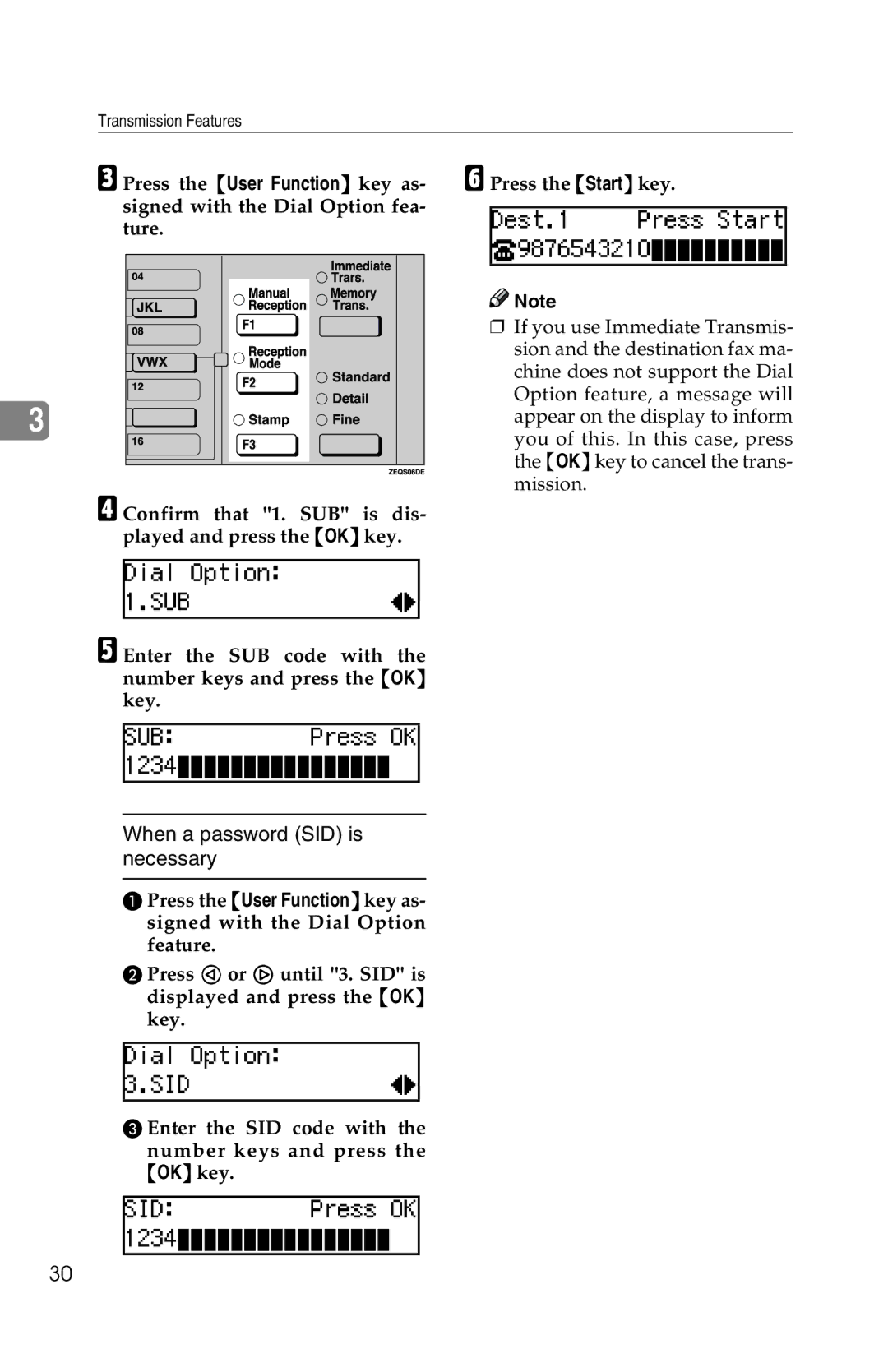 Savin 1018 manual When a password SID is necessary 