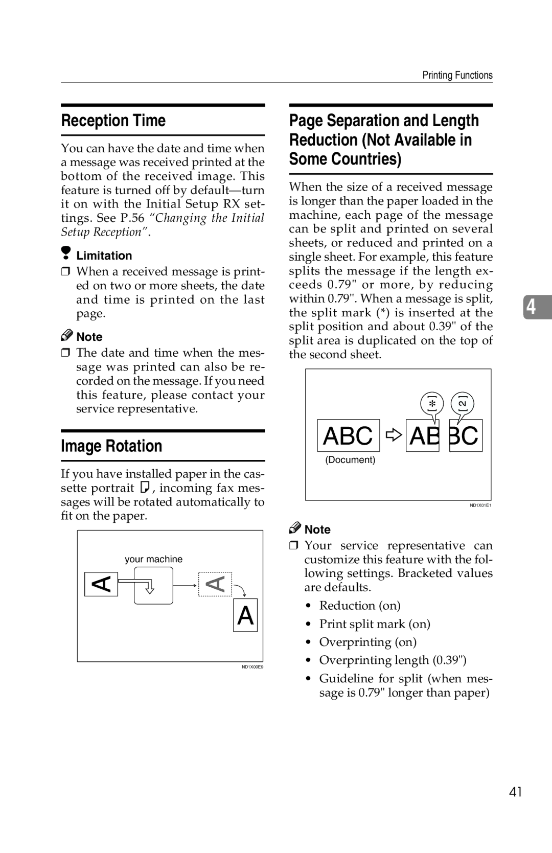 Savin 1018 manual Reception Time, Image Rotation 