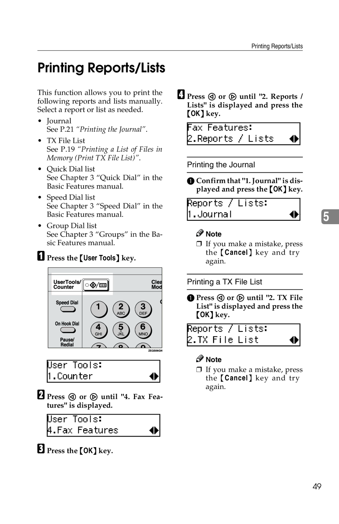 Savin 1018 manual Printing Reports/Lists, Printing the Journal 