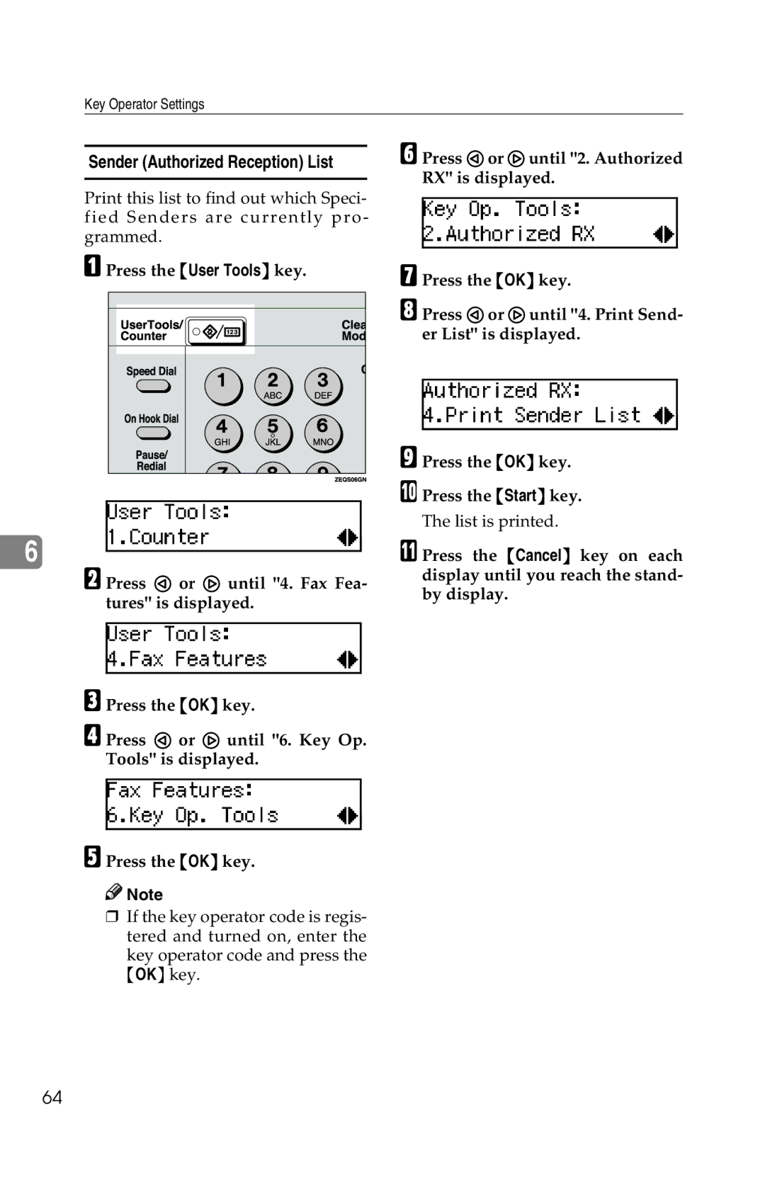 Savin 1018 manual Sender Authorized Reception List 