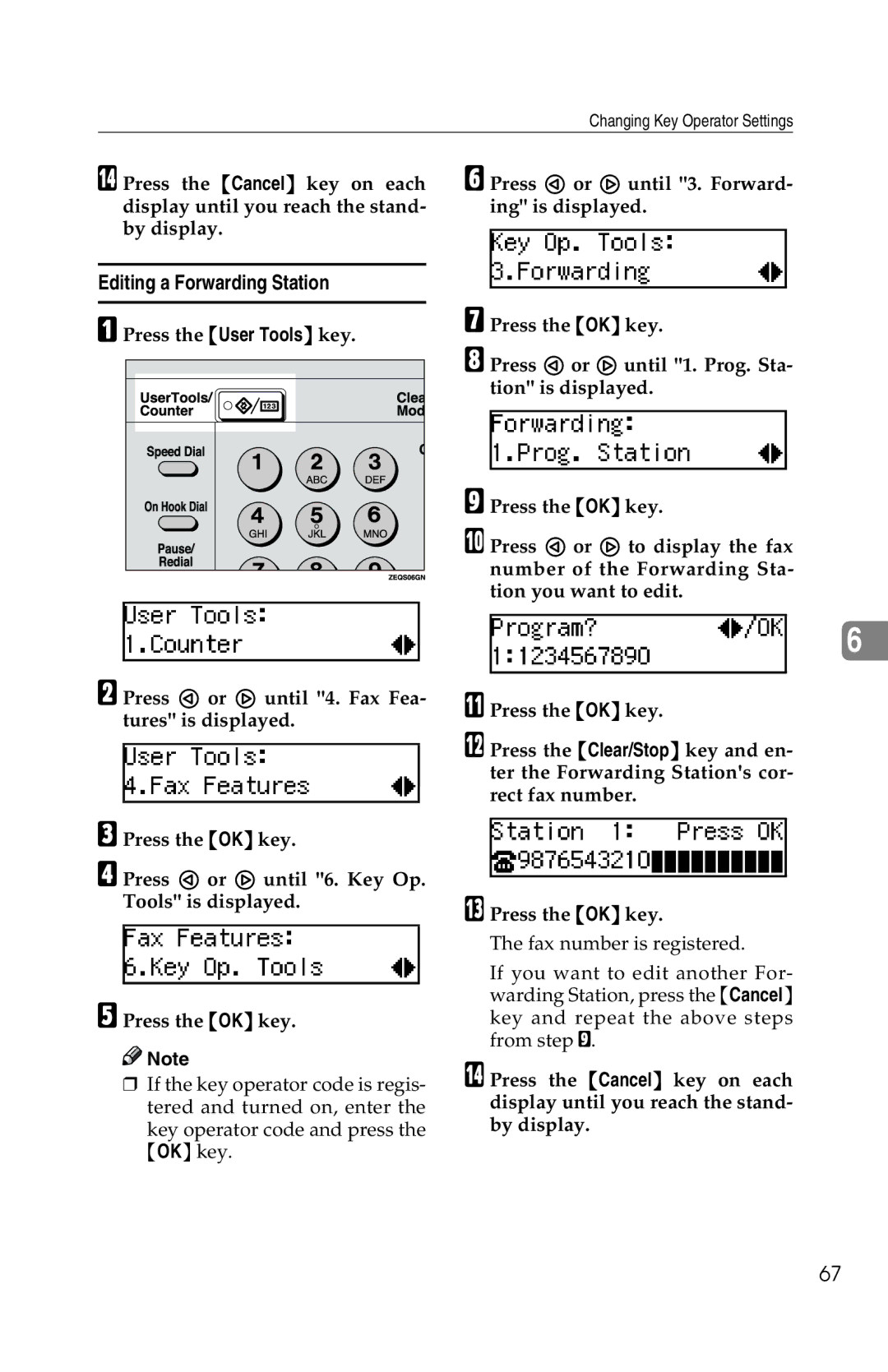 Savin 1018 manual Editing a Forwarding Station 