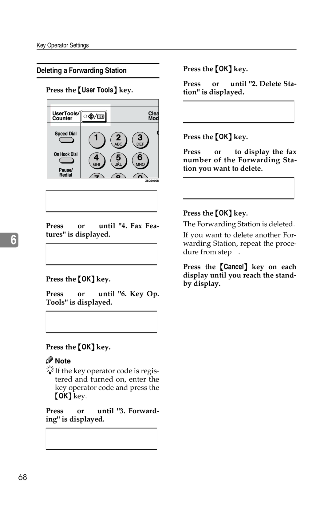 Savin 1018 manual Deleting a Forwarding Station 