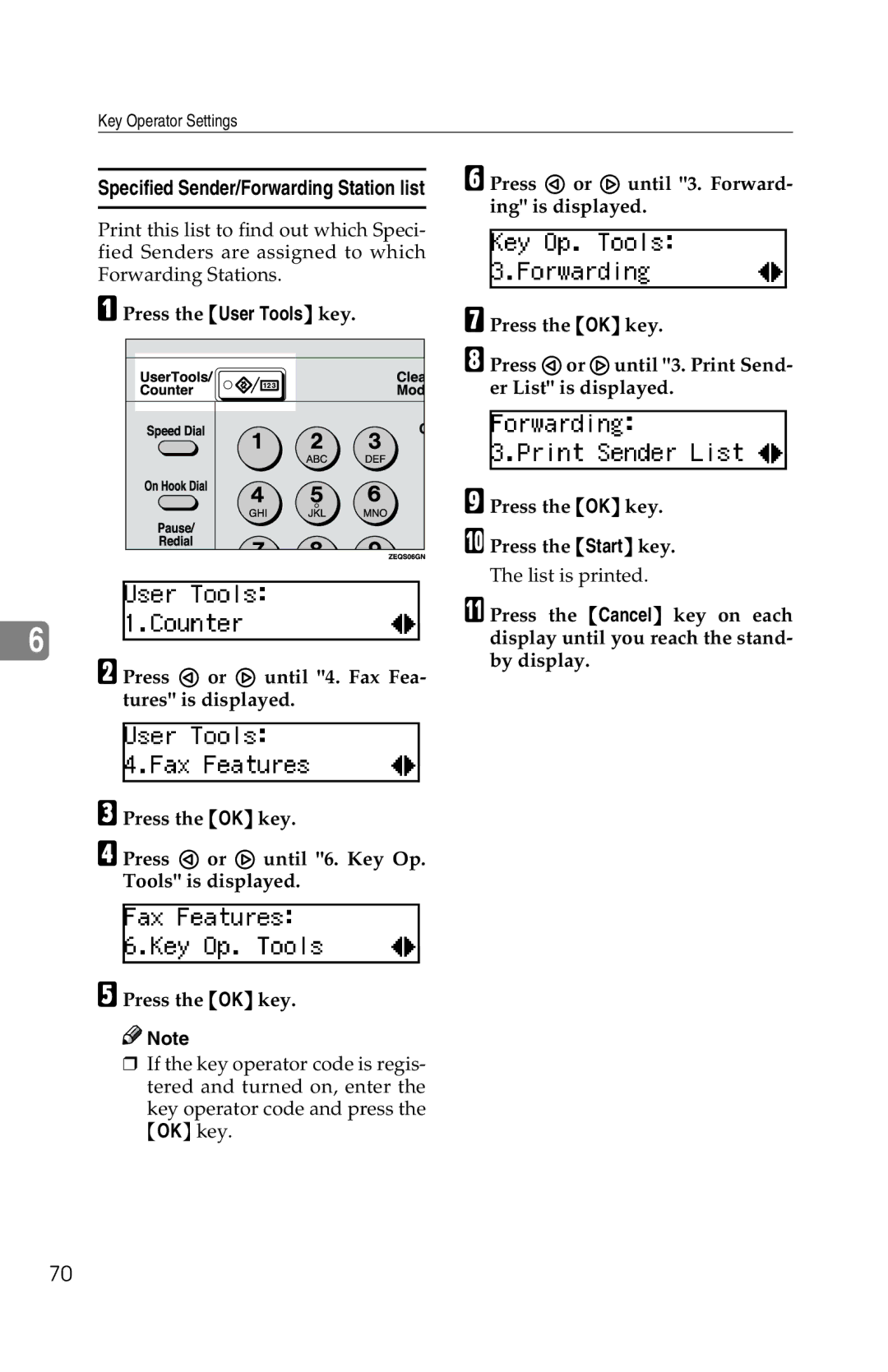 Savin 1018 manual Specified Sender/Forwarding Station list 