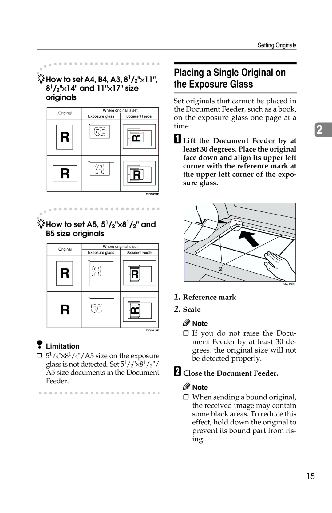 Savin 1018 manual Placing a Single Original on the Exposure Glass, Close the Document Feeder 