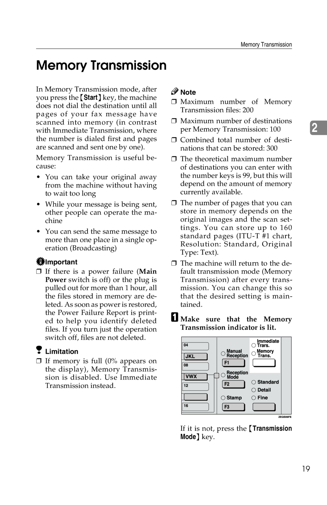 Savin 1018 manual Make sure that the Memory Transmission indicator is lit 