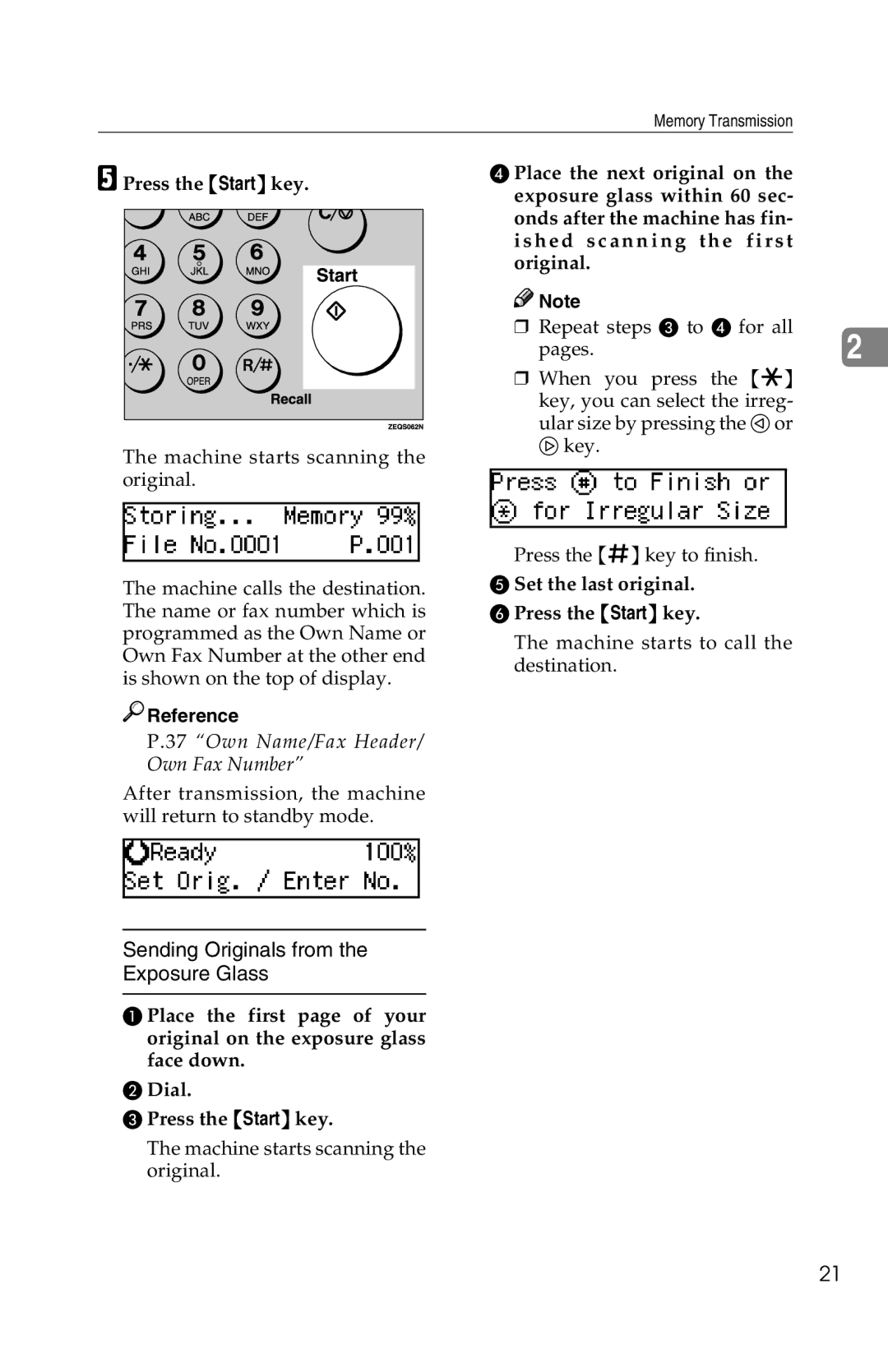 Savin 1018 manual Set the last original Press the Start key 