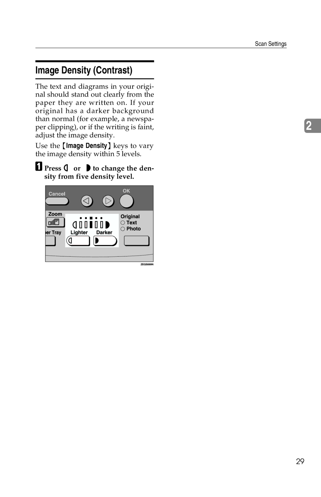 Savin 1018 manual Image Density Contrast, Press i or j to change the den- sity from five density level 