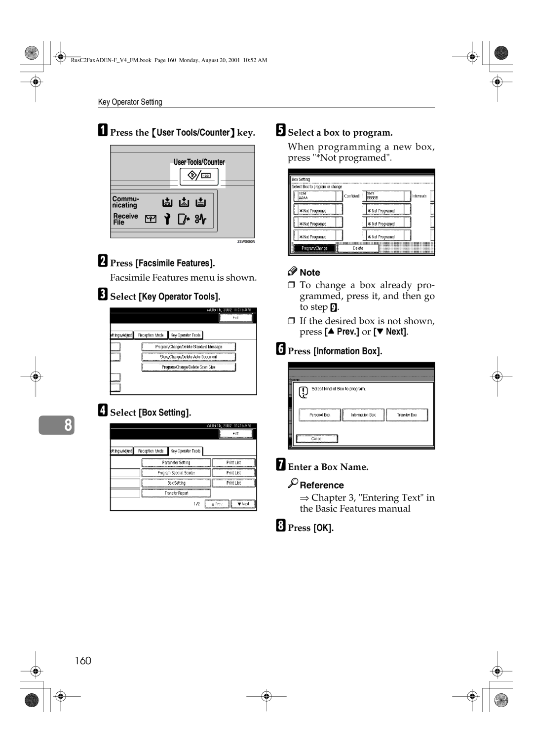 Savin 1027 manual 160, Press Information Box 