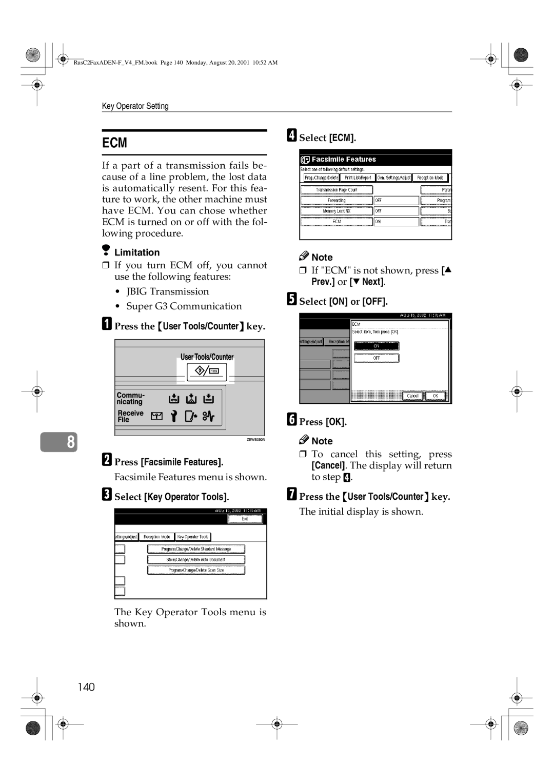 Savin 1027 manual 140, Prev. or T Next 