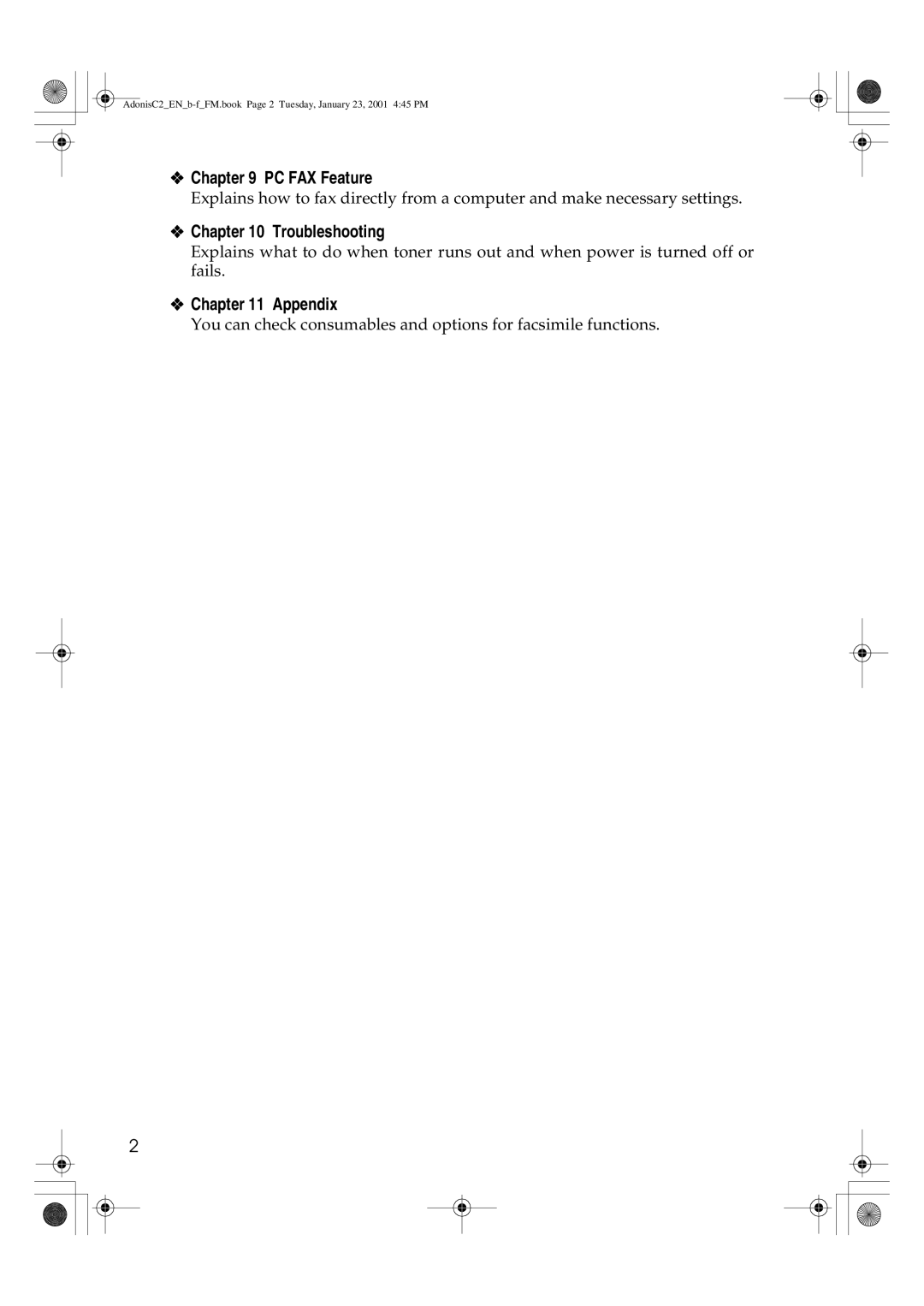 Savin 1045 manual PC FAX Feature, Troubleshooting, Appendix 