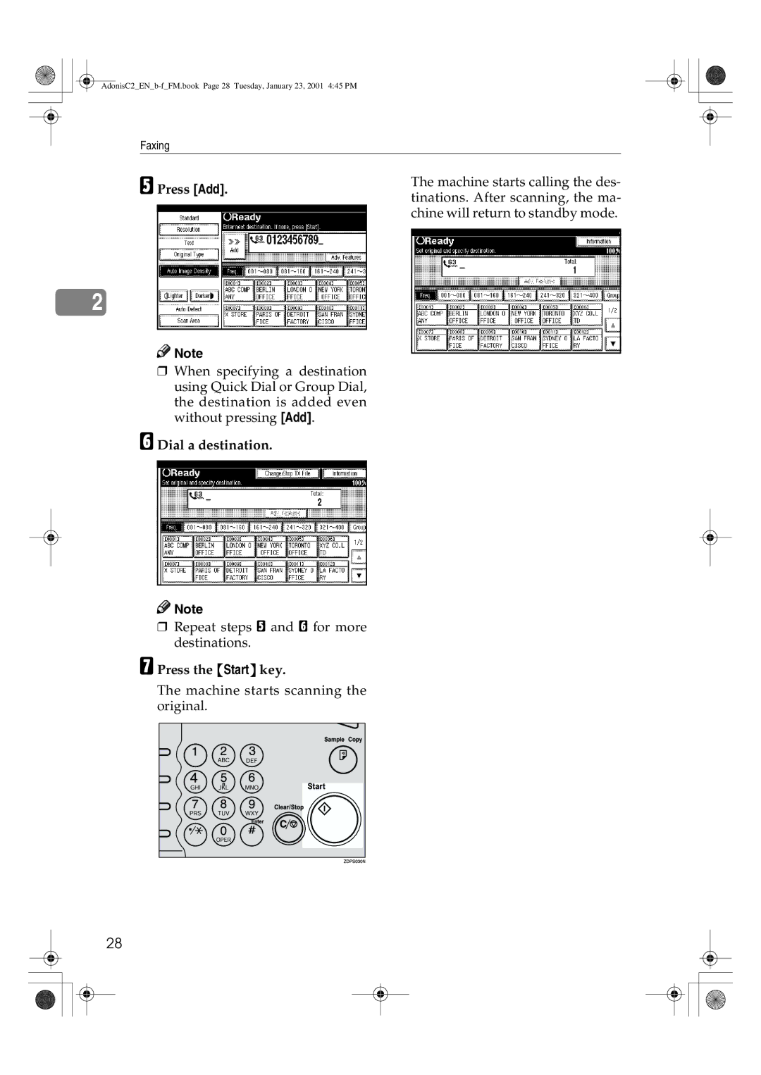 Savin 1045 manual Press Add 