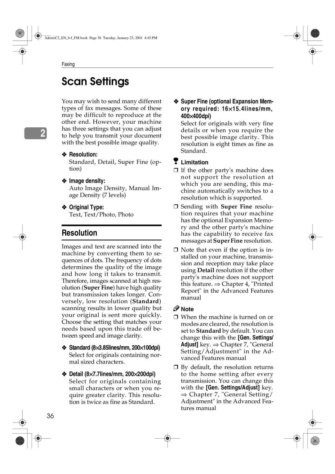 Savin 1045 manual Scan Settings, Resolution, Image density, Original Type 