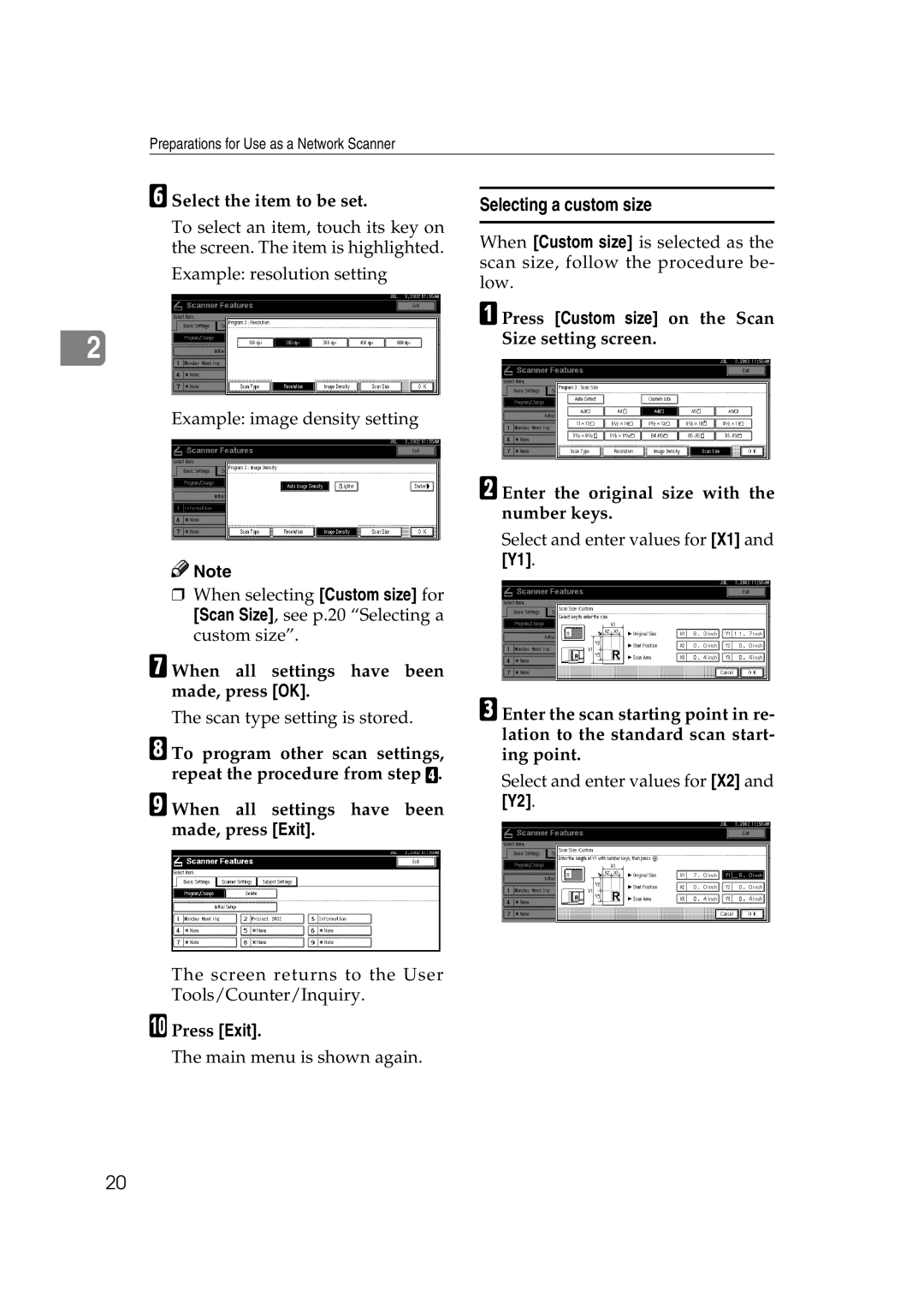 Savin 1075 appendix Selecting a custom size 