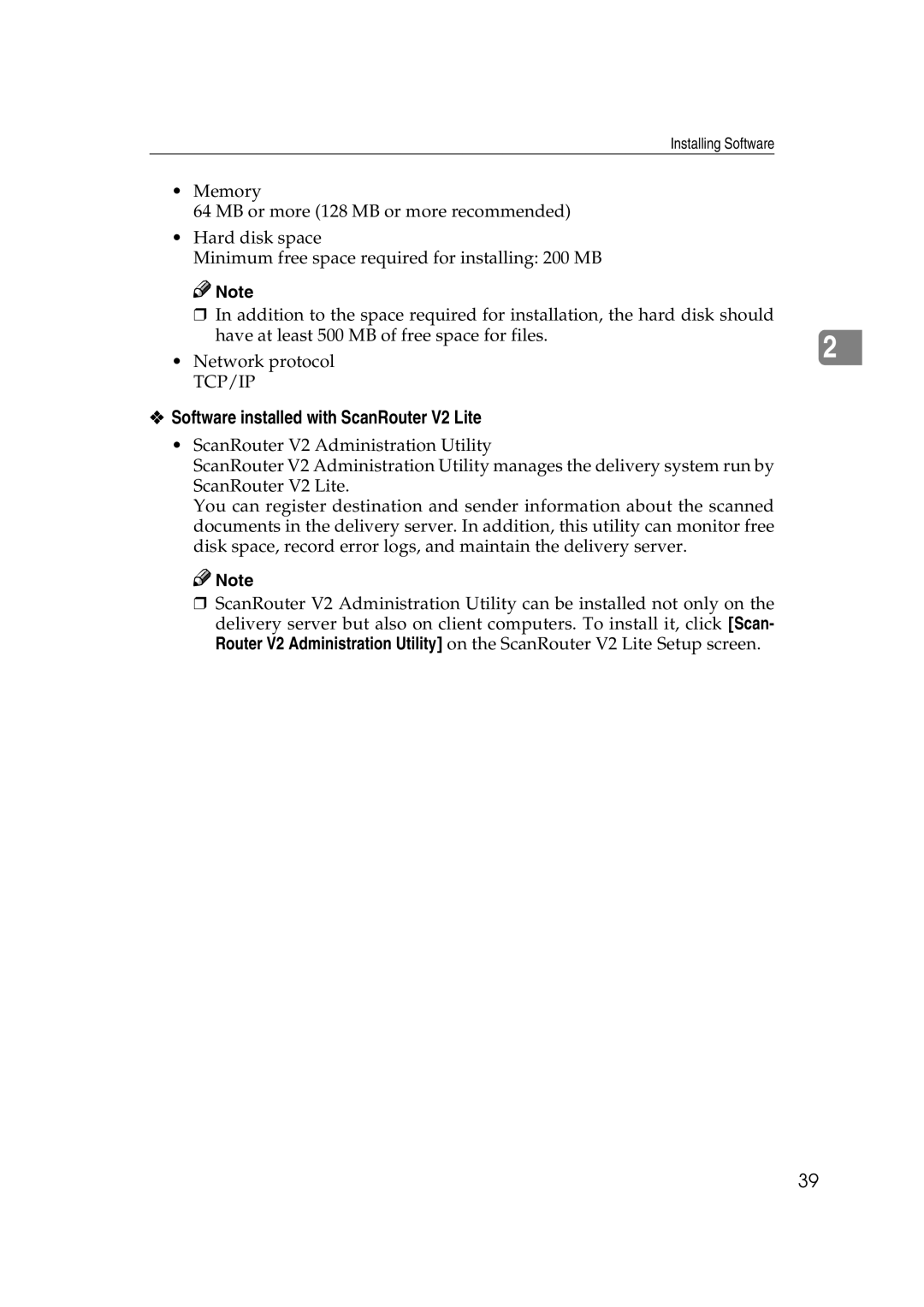 Savin 1075 appendix Software installed with ScanRouter V2 Lite 