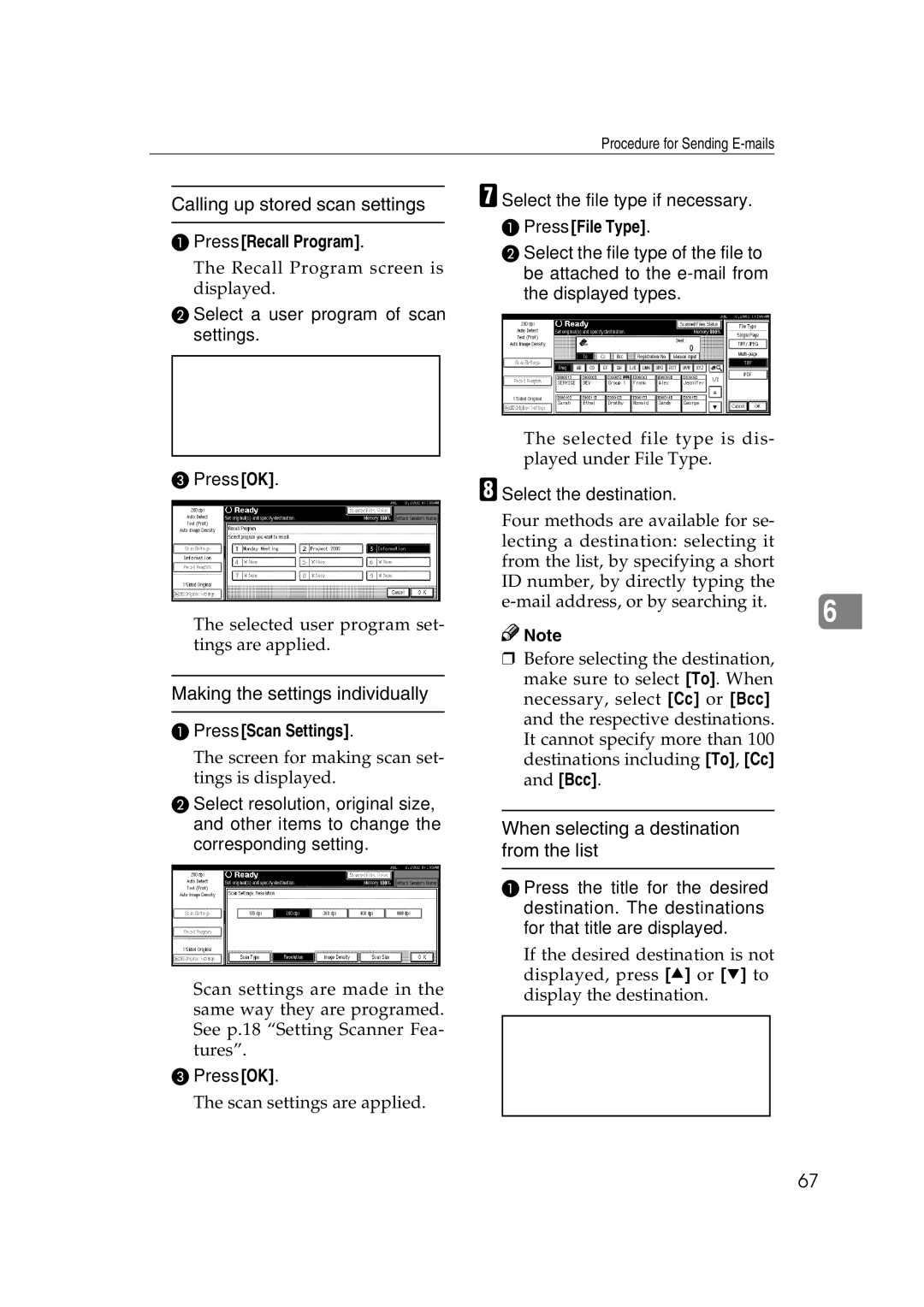 Savin 1075 appendix Select the file type if necessary, Press File Type 