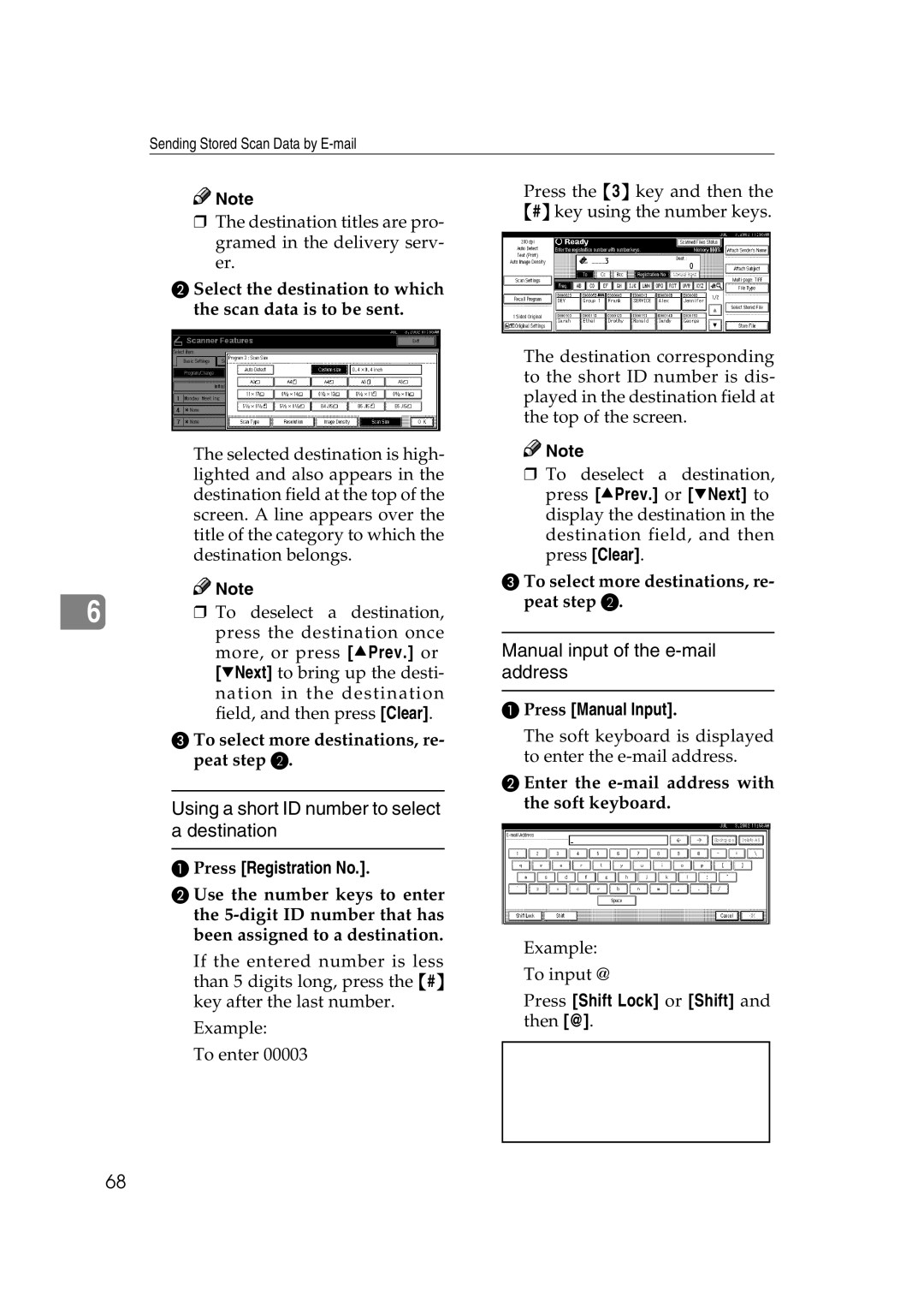 Savin 1075 appendix Manual input of the e-mail address, Select the destination to which the scan data is to be sent 