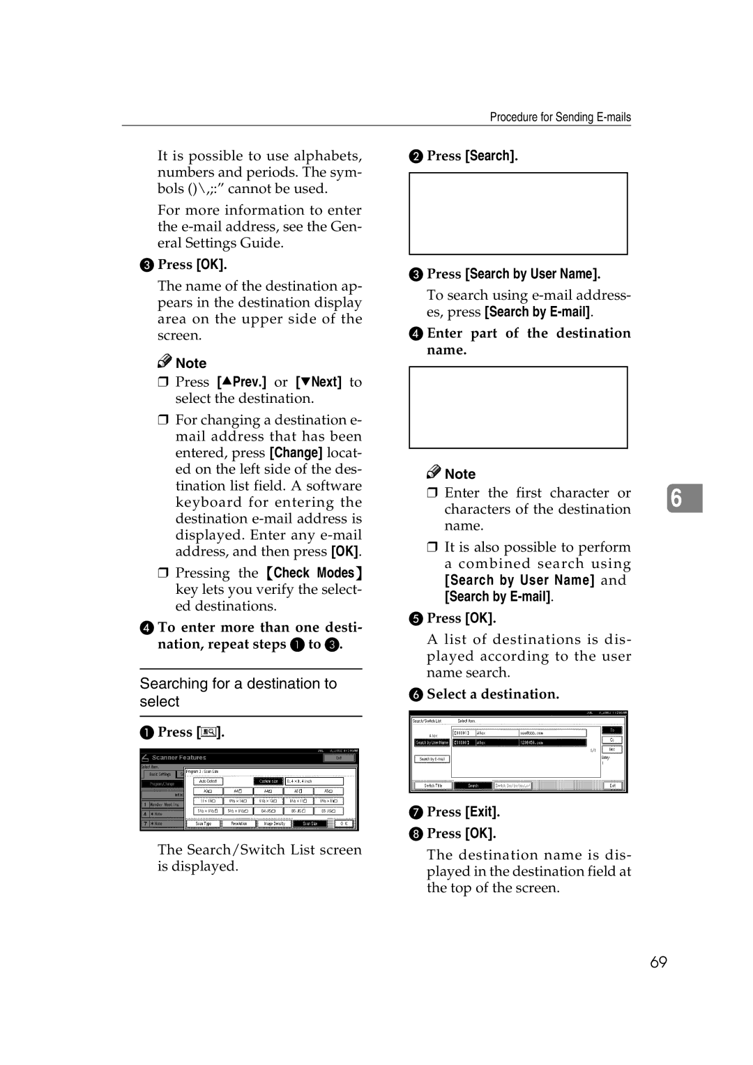 Savin 1075 appendix Press Search Press Search by User Name, Search by User Name and Search by E-mail 