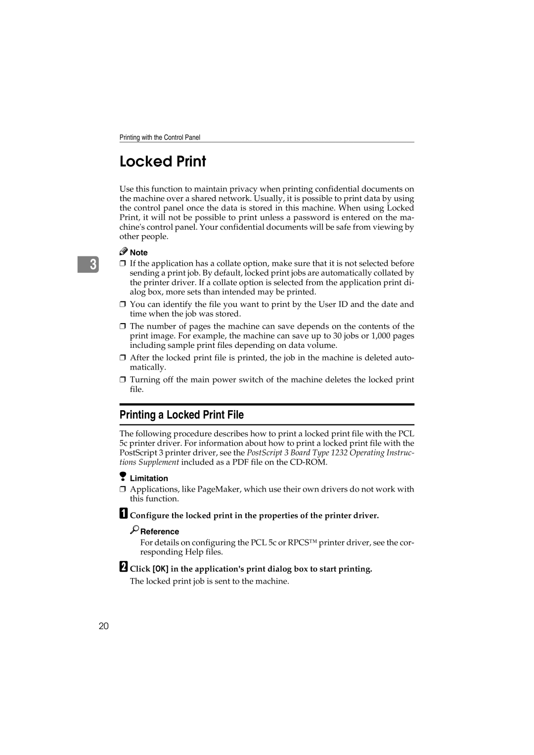 Savin 1232 appendix Printing a Locked Print File 