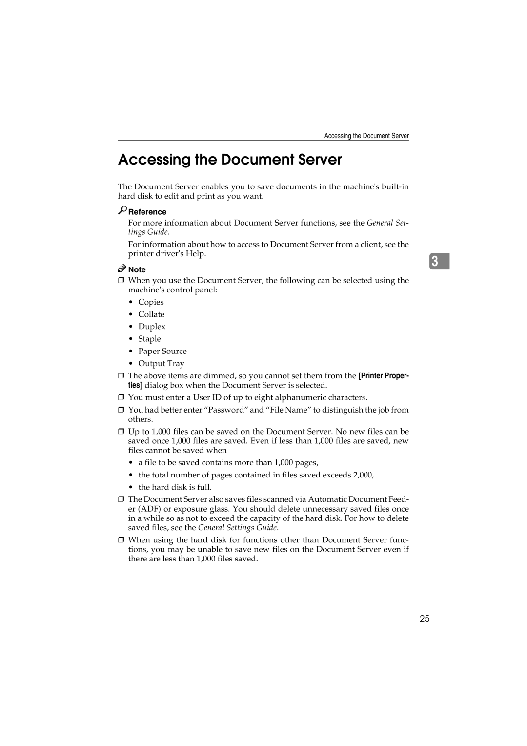 Savin 1232 appendix Accessing the Document Server, Reference 