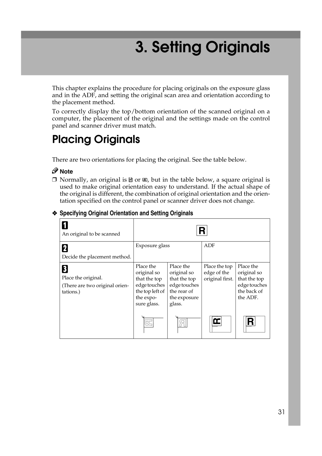 Savin 2045 appendix Placing Originals, Specifying Original Orientation and Setting Originals 