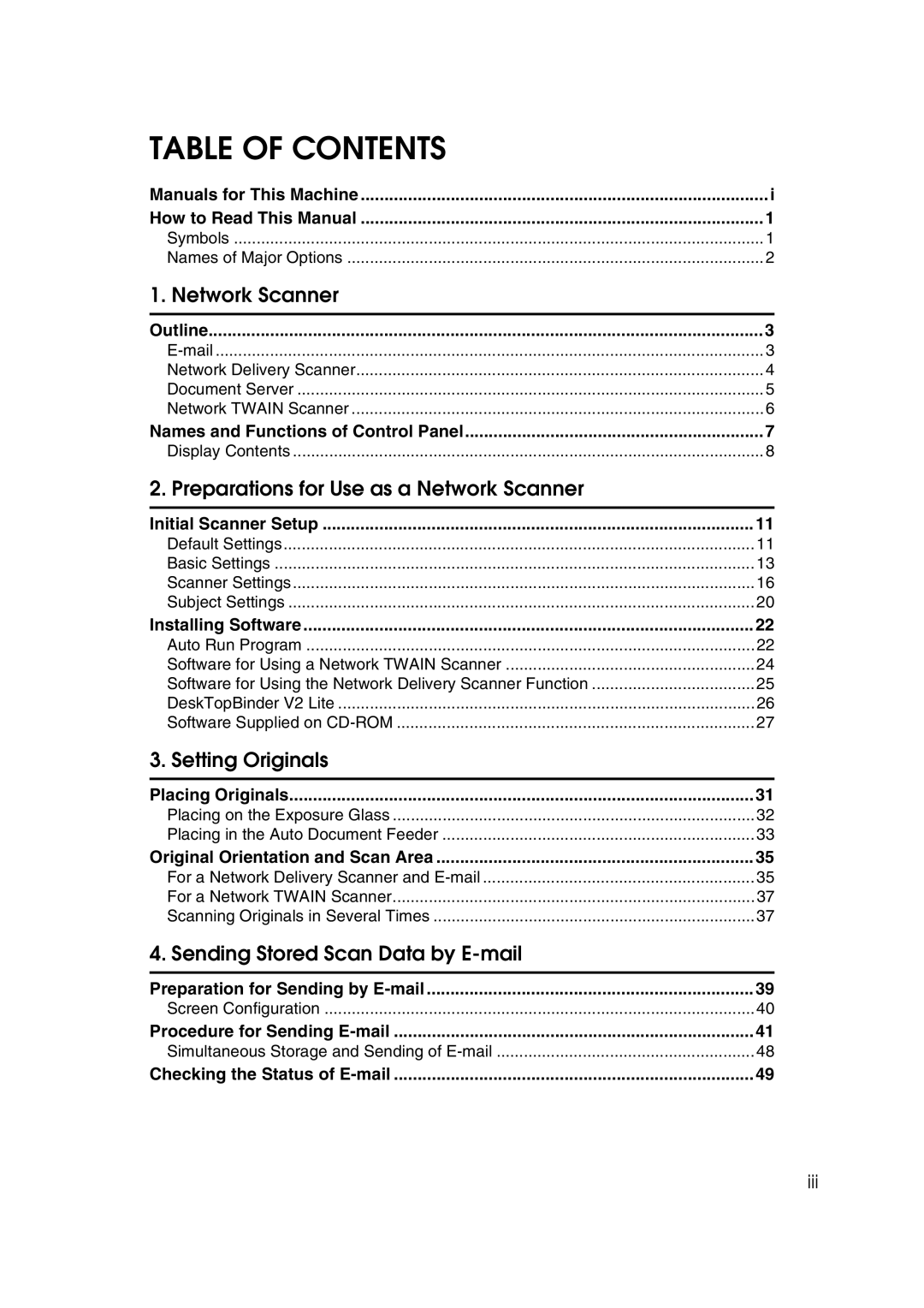 Savin 2045 appendix Table of Contents 