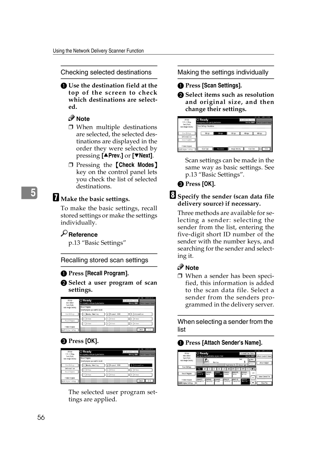 Savin 2045 appendix Checking selected destinations 